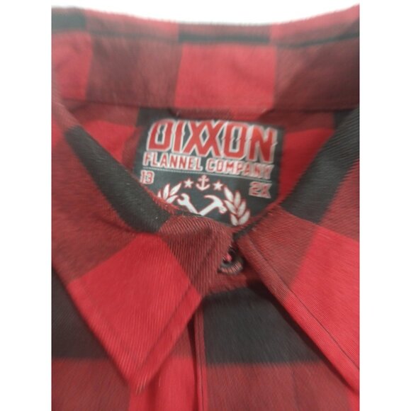 Dixxon Shirt Mens 2x Red Black Buffalo Plaid Button Up Redrum Flannel Lumber - Picture 6 of 11